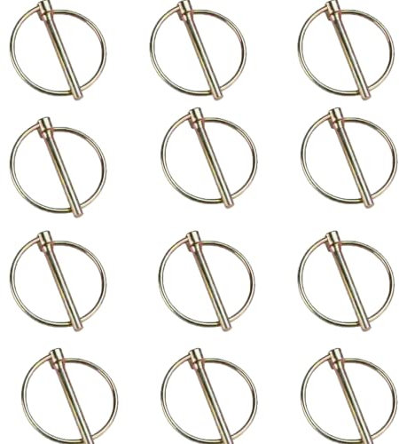 Vokowin 12pcs Heavy Duty Trailer Lock Pin 4.5mm Hitch Clips Fasteners with Round Ring Lock Multi-Functional Safety Linch Pin for Lawn Agricultural Vehicles Boat Kayak Tractor Trolley Mowers (K28-12)