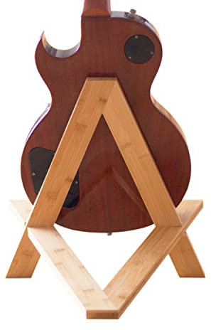 this is. Soporte de guitarra para suelo hecho de madera maciza de bambú. Pie de guitarra universal : Guitarra Eléctrica, guitarra acústica, guitarra española y bajo eléctrico.