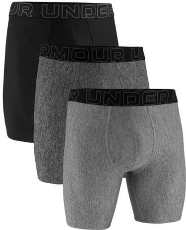 Under Armour Men's Performance Tech Long-Leg Underwear, 9 Inseam, 3-Pack, Steel Heather Solid, X-Large