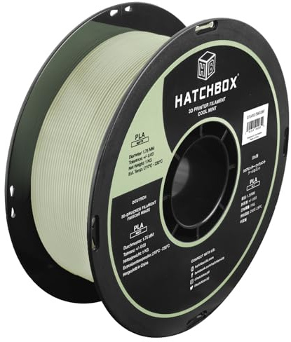 HATCHBOX Matte PLA 3D Printer Filament, Dimensional Accuracy +/- 0.03 mm, 1 kg Spool, 1.75 mm, Cool Mint
