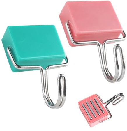 2 Piece Magnetic Refrigerator Hooks for Kitchen Utensils, Hanging Calendars, Towels and More - Strong Portable Magnet