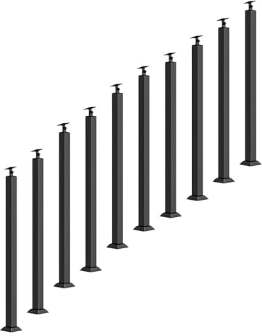 Geländer Innen Außen Treppengeländer Pfosten 2 4 6 8 10 St. Schwarze Metall-Geländerpfosten, 70-151 CM Hoch Treppe Geländer System Säule Für Innenbereich Außenbereich Terrasse Veranda Treppe Bodenmo