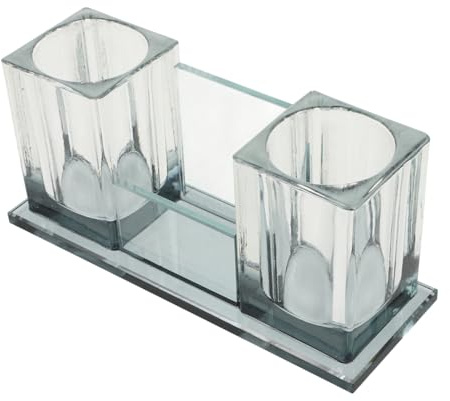 ifundom Acryl Mikrofonhalter für 2 Mikrofone Schwarz Leicht und Stabil Verhindert Umkippen für Tisch und Ktv