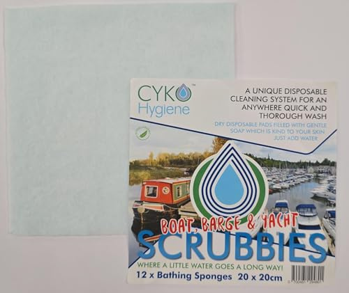 Rinse Free Bath Shower Sponge Wipes - 12 Pack Body Wash Wipes for Bathing - Scrubbies, Perfect for Camping, Festivals, Gym and Travel - Dry Sponge Wipes with Gentle Cleansing Soap. Just add Water