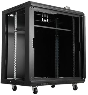Lfhelper 12 U Network Cabinet - Secure Data Server Rack with Key-Locked Front Panel, Efficient Heat Dissipation and Flexible Mobility for IT Equipment Storage and Organization