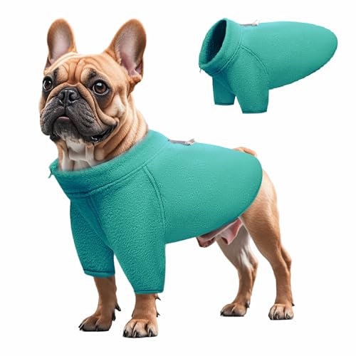 TOPSOSO Hundejacke Winter Elastisch Bequem Hunde-Fleeceweste Weiche Wärme Hundeweste Reißverschluss Reflektierender D-Ring Hundebekleidung mit Ärmeln Geeignet für Kleine Katzen und Hunde(Grün M)