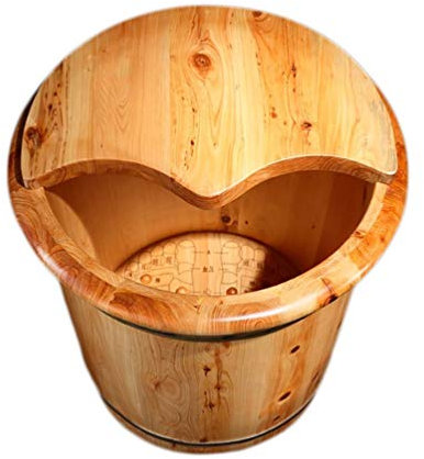 HIARAN Fußbadewanne aus Holzfass für Fußbad, Einweichen oder Entgiftung, Fußbadewanne aus Holz, Fußmassage-Badewanne mit Deckel Lucky Star