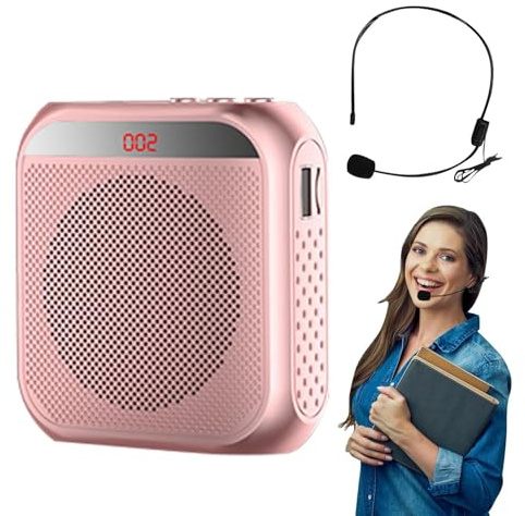 Amplificateur de voix, haut-parleur de guide touristique avec batterie rechargeable de 2200 mAh – Microphone filaire et amplificateur haut-parleur pour enseignants, entraîneurs, guides touristiques et