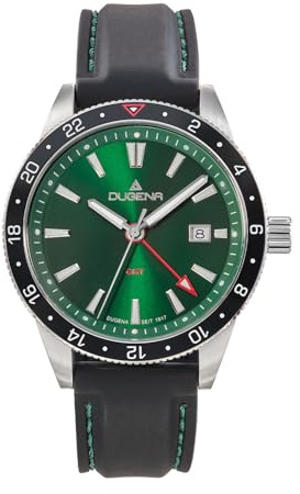 Dugena Herren-Armbanduhr GMT, Quarz, Edelstahl, Saphirglas, Datumsanzeige, wasserdicht, 10 bar