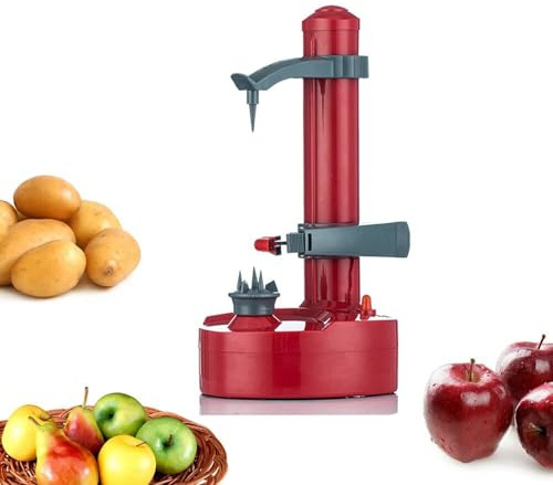 Pelador eléctrico, pelador eléctrico para el hogar, multifuncional para el hogar, patata eléctrica, manzana, pelador de frutas, pelador eléctrico, pelador pelador, rojo, talla única