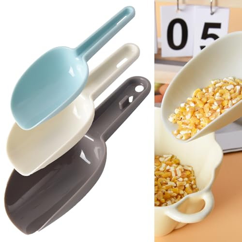 3 Pcs Ice Scoop, Plastic Kitchen Scoops, Small Flour Scoop, Weighing Popcorn Powder Food Sweets Popcorn Coffee Beans Pet Food Scoops Shovels Spatulas（Blue）