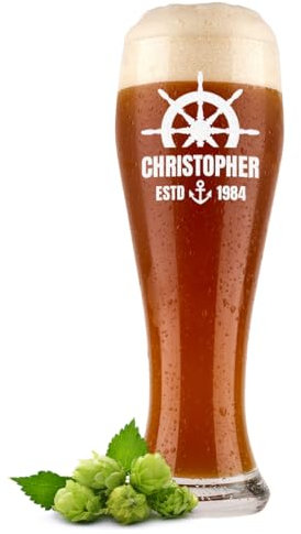 polar-effekt Bicchiere di grano da 0,5 litri con motivo inciso per uomini – Bicchiere da birra personalizzato per birra bianca – idea regalo per compleanno e festa del papà – lavabile in lavastoviglie