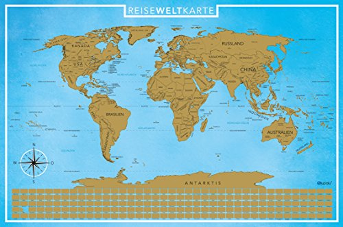blupalu Rubbel-Weltkarte Gold zum Freirubbeln - ca. 890x590 mm | Hochwertige Reisekarte mit Zubehör, zum Rubbeln, Scratch Off Map-Geschenkidee für Weltenbummler & Reiseliebhaber