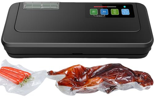 Vacuum Food Sealer Machine, 75KPa Wet and Dry Food Vacuum Sealing Machine, 120~180 Pieces/hour, LED Display, Overheating Protection Function, for Liquid, Dry and Moist Food
