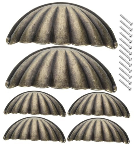 LOORGVEL Poignées Cuisine Poignées et Boutons de Commode pour Armoires Lot de 6 Or en Alliage de Zinc Vintage Facile à Utiliser