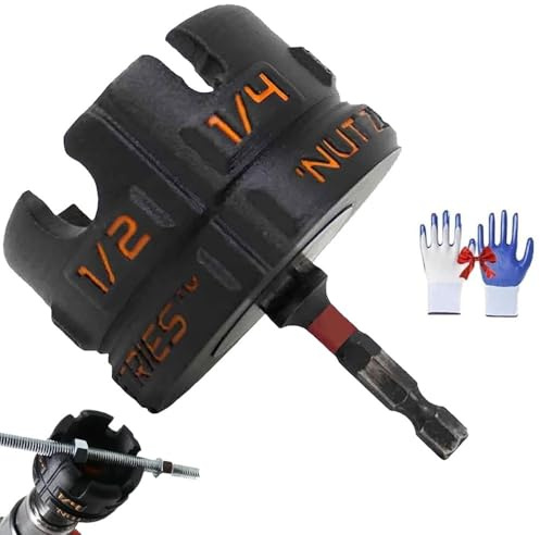 Nut Zipper Drill Attachment for Fast Nut and Bolt Removal, Wing Nut Driver Drill Bit Set, Screw and Bolt Extractor Kit for Impact Drill, Socket Wrenches Tool for 1/4 3/8 and 1/2 Threaded Rods(1pc)