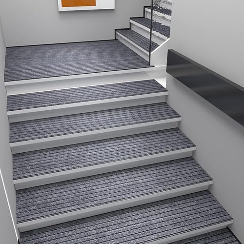 Peldaños De Escalera Alfombra, Peldaños De Goma Antideslizante para Exteriores Antideslizante con Adhesivo De Seguridad, Corredor De Escalera Interior para Peldaños De Ma, Grey, 30x85cm