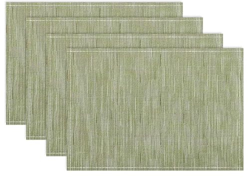 Niviy Green Placemats Set of 4, 12x18 Inch Washable Easy to Clean Heat-Resistant Anti-Skid Sage Green Placemats for Holiday Party Kitchen Dining Room Decoration