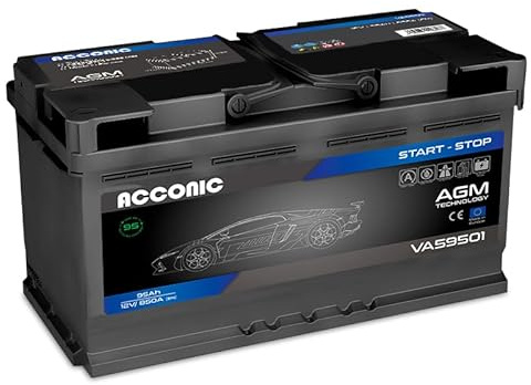 ACCONIC VA59501 START-STOP AGM 95Ah Autobatterie 595901085 12V 850A EN Maße:353×175×190mm Starterbatterie, wartungsfrei, versiegelt, vibrationsfest, leistungsstark, ideal für PKW, SUV, Nutzfahrzeuge