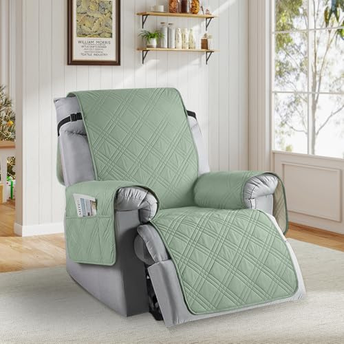 BOUFEIDA Wasserdichter Sesselschoner, Sesselschoner für Fernsehsessel mit Taschen, Sesselbezug Relaxsessel Protector, Haustierfreundlich & rutschfest & Abnehmbar und Waschbar (Mintgrün)