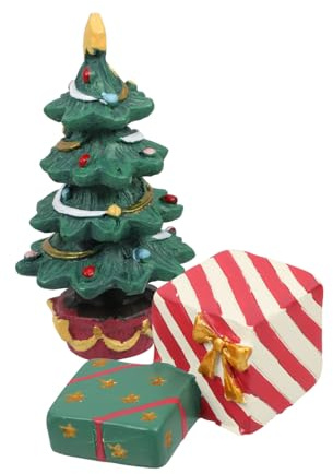 TOGEVAL Mini-Weihnachtsbaum Aquarium-deko aus Kunstharz für Aquarien Tische und Schreibtische für Festliche Weihnachtsdekoration