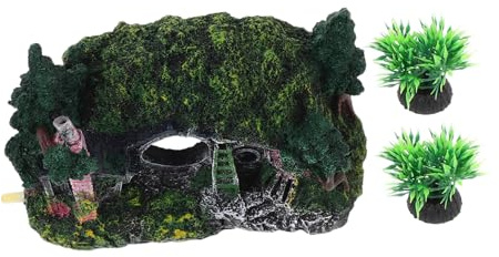 Toyvian Betta Cave Fiskakvarium Skyddshus i Hållbar Resin med Design för Reptiler och Akvarielandskap Färgbeständig Mini Fiskhus Accessoar