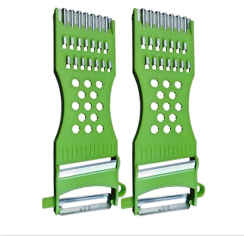 LIXSAZSE Affettaverdure multifunzione 6 in 1, pelapatate, tagliaverdure a julienne, tutto in Per una cucina fantastica, Verde, 2 pezzi