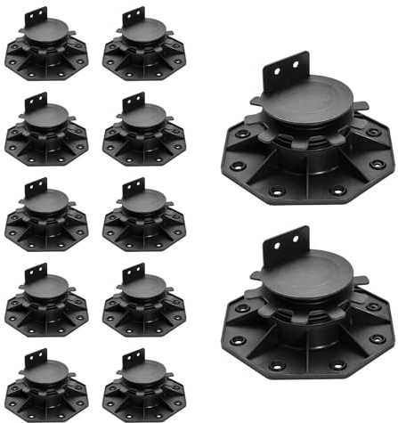 BLUE BAZAAR 12Pack Decking Pedestal Adjustable 164X(30-60) mm Plastic Decking Feet Decking Riser Bearing Support Height Adjustable Riser Bearing Support for Wood WPC Aluminium and DIY Projects (12)