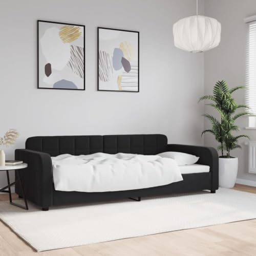 HaoChrymec Tagesbett aus Samt, 2-in-1 Schlafsofa, Robustes Gestell, Komfortables Polster, schlafsofa, einzelbett, Für Wohnzimmer & Schlafzimmer, Schwarz, 90x200 cm