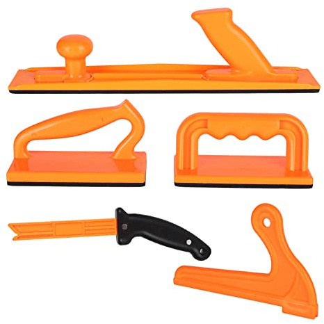 Schiebeblock - und Schiebestock - Set, 5 - teilig, ABS – Ergonomisch, Hohe Sichtbarkeit, Sicherheits - Kit für Tisch - & Kappkreissägen, Hobelmaschinen