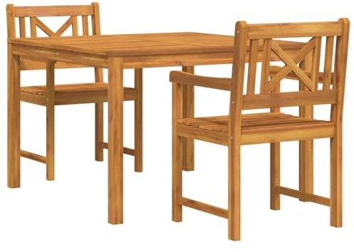HFXHIJXQ 3-TLG Gartenmöbelset Akazie 110×110×75 cm Braun Balkon Terrasse wetterfest Platz sparend