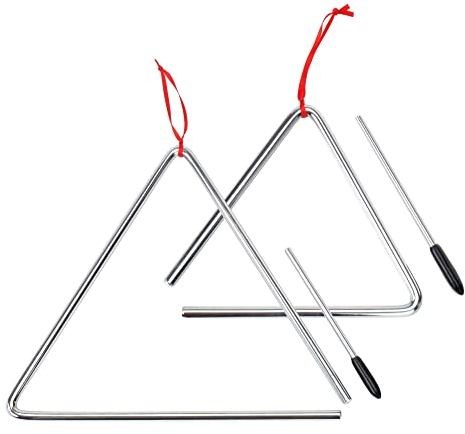XDrum Triangel Starter Set mit Schlägel - 2x Triangle für Kinder und Musikalische Früherziehung - Schlaginstrument mit 15cm (6) und 25cm (10) Größe und Klöppel - Stahl Rhythmusinstument