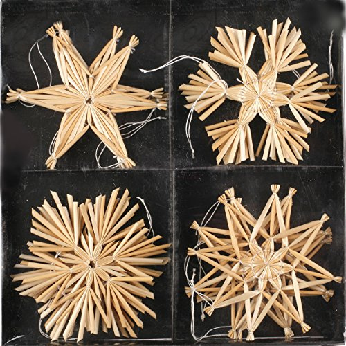 Strohsterne zum Hängen Mehrere Größen - Strohsterne Baumschmuck Christbaumschmuck (20 Strohsterne 6 cm)