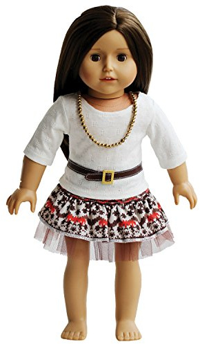 The New York Doll Collection Komplett Outfit für 18 Zoll / 46 cm Mode Puppen - Beinhaltet EIN Jahrgang Kleid mit Gürtel - Halskette - Passt 18 Zoll / 46 cm Puppen - Puppenkleidung - Puppenzubehör
