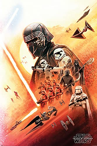 empireposter Star Wars - The Rise of Skywalker - Kylo Ren - Poster Plakat Größe 61x91,5cm + 2 St Posterleisten Kunststoff 62 cm transparent