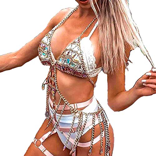 Sethain Boho Körperkette Gold Quaste Bikini Ketten Sommer Strand Acryl Körperzubehör Schmuck für Frauen