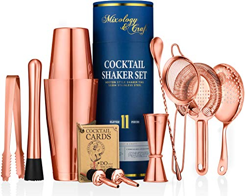Mixology & Craft Cocktail-Shaker-Set, 11-teilig, für Zuhause, Barzubehör, Kupfer