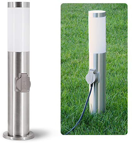 BOSEA - Lampada da vialetto, effetto dissuasivo, 50 cm, per E27, in acciaio inox, IP44