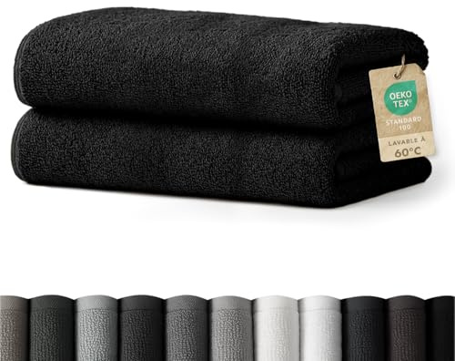 Blumtal Juego de 2 Toallas de Baño (70x140cm) - Juego de Toallas Suaves y Absorebentes, 100% algodón, Certificado Oeko-Tex 100, Negro