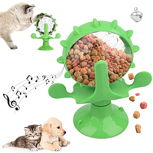 ZoneYan Jouet Interactif Chat Tournant, Jouet pour Chat Moulin à Vent, Jouets pour Chats Dintérieur, Jouet Interactif Chat avec Ventouse, Jouet Tournant Chat, Jouet Distributeur de Friandises Chat
