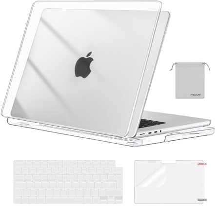 MOSISO Kompatibel mit MacBook Pro 16 Zoll Hülle M5 M4 M3 M2 M1 2026-2021 | Ultradünne Hartschale&Tastaturschutz&Displayschutz&Beutel A3429 A3428 A3403 A3186 A2991 A2780 A2485, Kristall Klar
