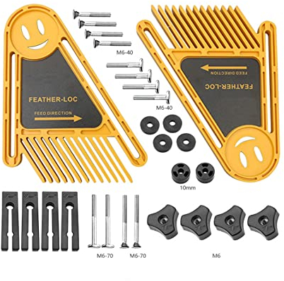 Featherboards Juego de tableros Feather Loc ajustables Herramientas multiusos Dispositivo de seguridad para trabajar la madera para sierras mesas de enrutador Herramientas para cercas (Amarillo)