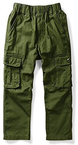 Pantaloni cargo da ragazzo, con elastico in vita con tasche multiple, Verde militare, 12-13 Anni