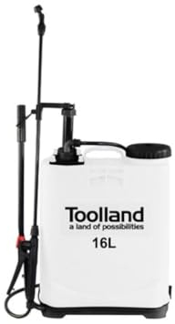 Toolland Pulvérisateur à Dos, pulvérisateur à Pression, pulvérisateur Dorsal, pulverisateur de Jardin, Vaporisateur Jardin avec Lance, desherbant Acide, capacité Max. 16 l, Blanc/Noir
