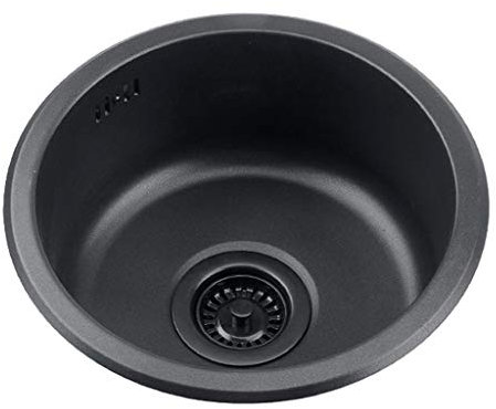 PROPFE Accessori per Il Bagno Lavello Rotondo Nero Cucina Lavello in Acciaio Inossidabile 304 Lavello Singolo Rotondo Lavabo Rotondo per Bagno Lavaggio Verdure e lavastoviglie Piscina