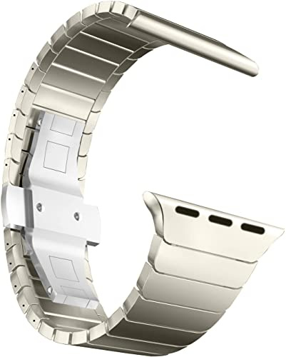 MaKTech Metal Armbandsbyte för Apple Watch Band,Länkarmbandsband I Rostfritt Stål Kompatibelt med Apple Watch Serie 11/10/9/8/7,Ultra 3/2/1,SE 3/2/1 [2025] (42mm/41/40mm,Titan) | MaKTech 316L premiumstållås, borstad yta, länkarmband, för Apple Watch 11/10/9/8/7/6/5/4, Ultra 3/2/1, SE 3/2
