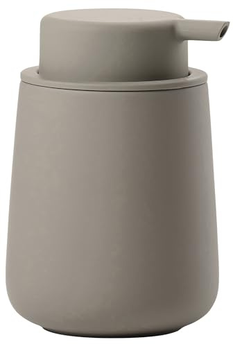 Zone Denmark Nova One Seifenspender fürs Badezimmer, Spender aus Keramik für Handseife/Flüssigseife, Durchm. 8 cm, Höhe 11,5 cm, Fassungsvermögen 250 ml, Taupe