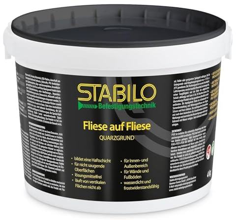 Stabilo Befestigungstechnik Fliese auf Fliese Quarzgrund 4kg | Fliesengrundierung, Grundierung für Wand- und Bodenfliesen im Innen & Außenbereich