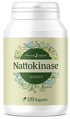 Effective Nature Nattokinase hochdosiert mit 100 mg pro Kapsel (2000 FU) | Natto-Extrakt aus fermentierten Sojabohnen - Vegan und ohne Zusätze - 120 Nattokinase Kapseln für 4 Monate