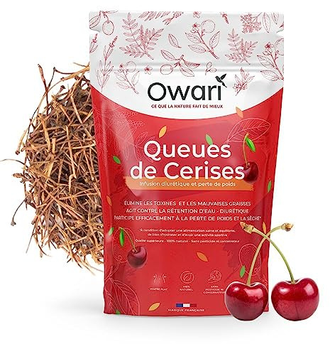 OWARI QUEUES DE CERISES - Tisane Draineur Puissant - Infusion Queue de Cerises en Vrac - Tisane Anti-Retention D'Eau - Ingrédients 100% Naturels - Fabrication Française - 100 g